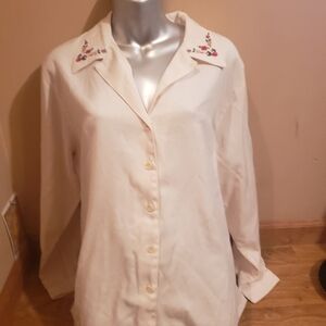 Vintage Ashely Embroided Button Up Blouse